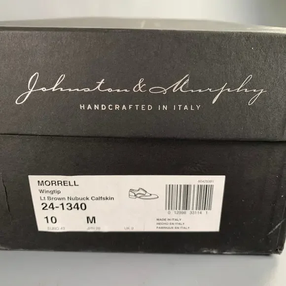 JOHNSTON & MURPHY Size 10 Brown Contrast Stitch Suede Wingtip Lace-Up Shoes